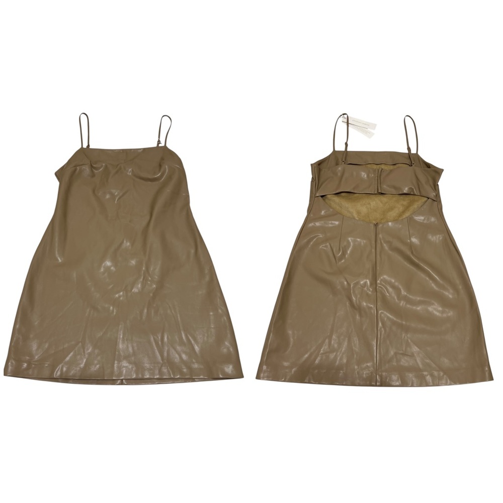 Jonathan Simkhai Vegan Leather Jeslyn Mini Slip Dress Cutout Back Sparrow Sz 10